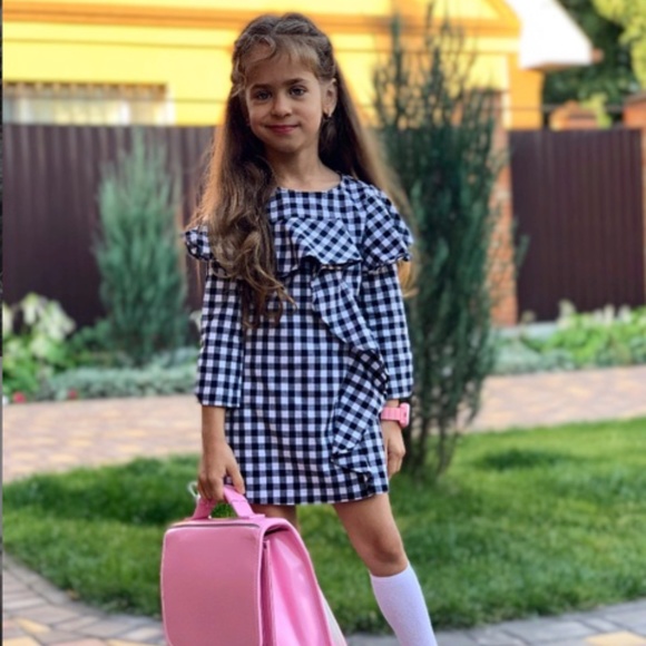 Zara girls gingham dress with flounce - Picture 4 of 16